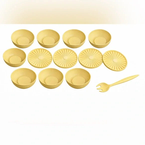 Vintage Tupperware Harvest Gold Bowl Set USA Made 1970s Mixing Serving Lot